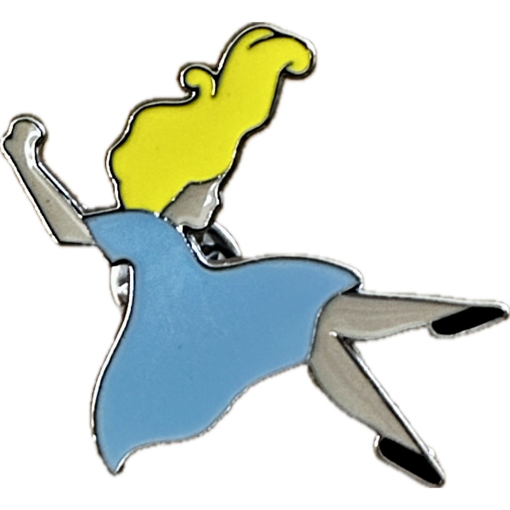 Alice in Wonderland Falling Down Rabbit Hole Enamel Pin Blue Dress Yellow Hair